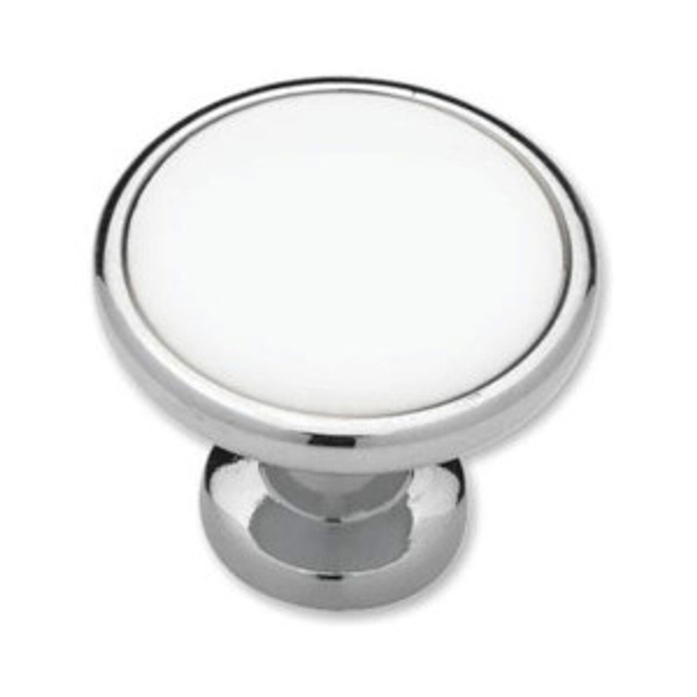 Knob Pull Handle Kitchen Cabinet Hardware Chrome White Ceramic