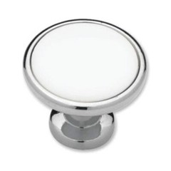 Knob Pull Handle Kitchen Cabinet Hardware Chrome White Ceramic