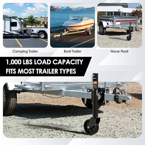 1000 lbs Trailer Jack with Wheel, Heavy Duty Swivel Boat Jack, 1000lbs Black gallery