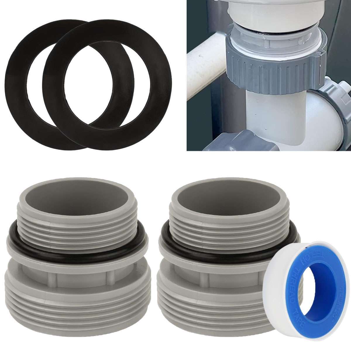 2pcs For Intex Pool Hose Adapter Conversion Kit 40mm to 1-1/2 Inch Connection gallery