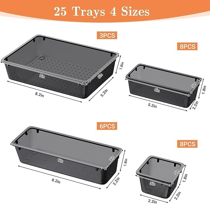 25PCS 4Size Plastic Drawer Organizer Set Versatile Organizer Tool Storage Bins gallery
