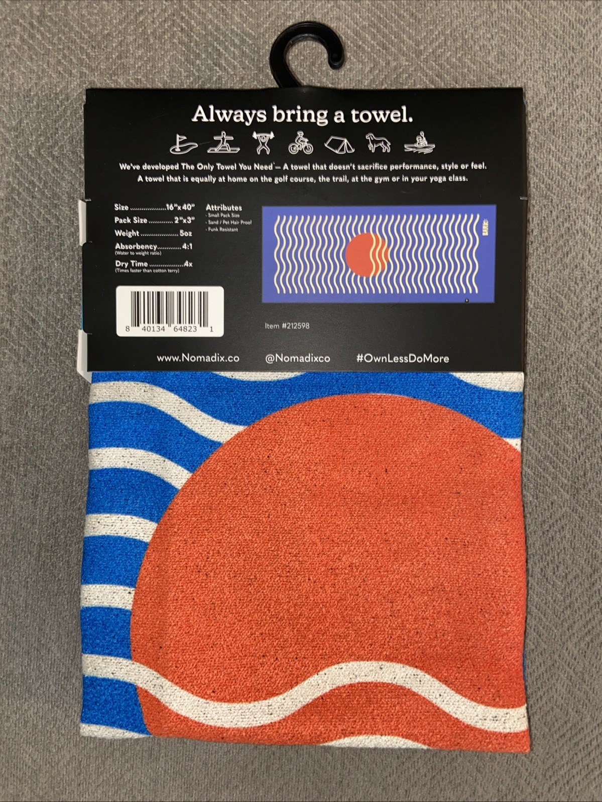 NOMADIX BARK Mini Towel - 16”x40” For Beach, Pool, Travel, Camping, Yoga gallery