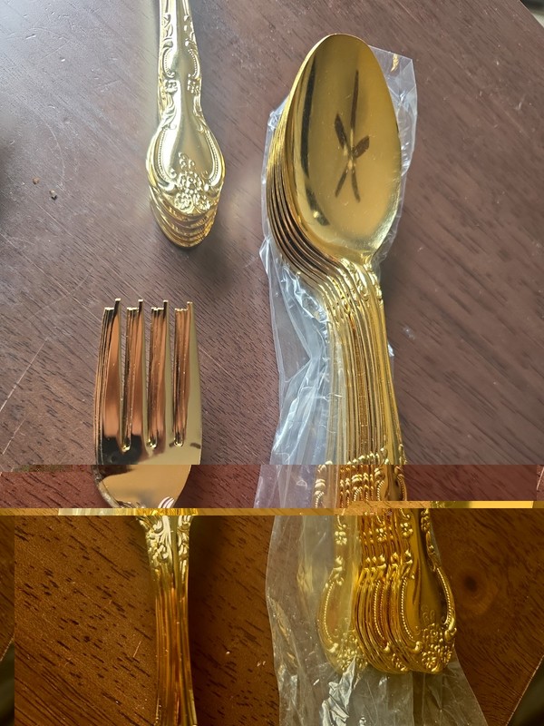 Gold Plated Flatware Set 40pc Baroque Floral Japan Dinner Forks Spoons Knives gallery