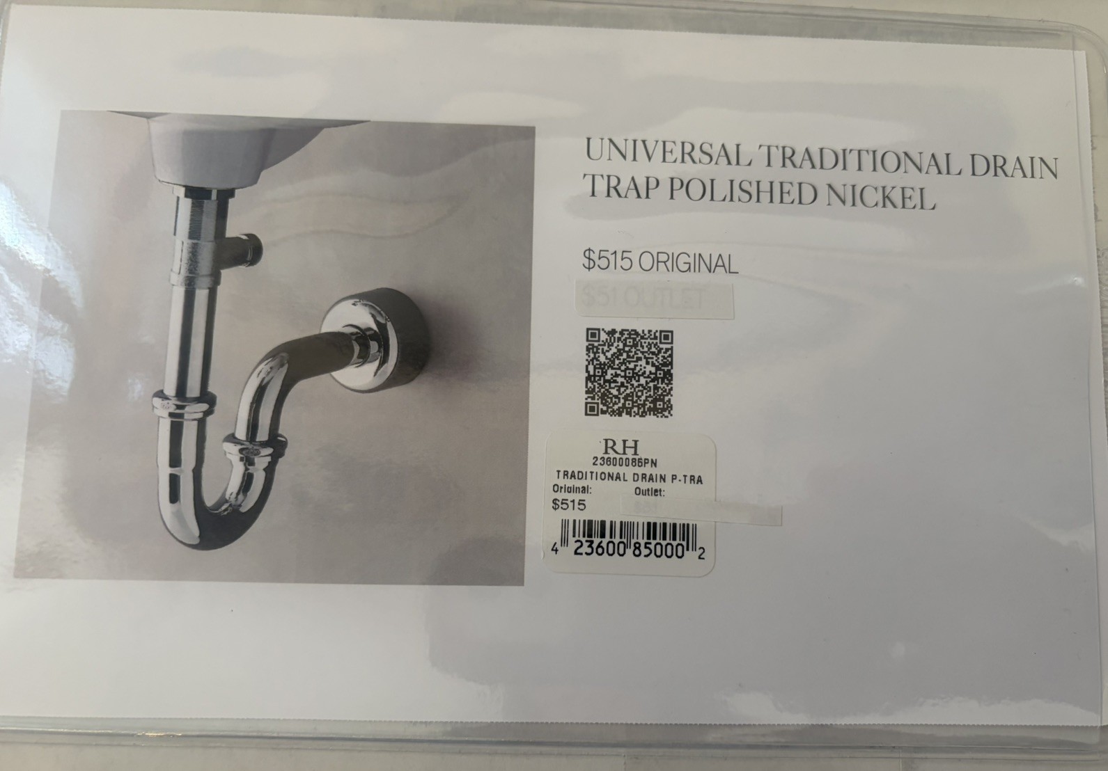 Restoration Hardware Universal Traditional Drain P-Trap Kit Polished Nickle gallery