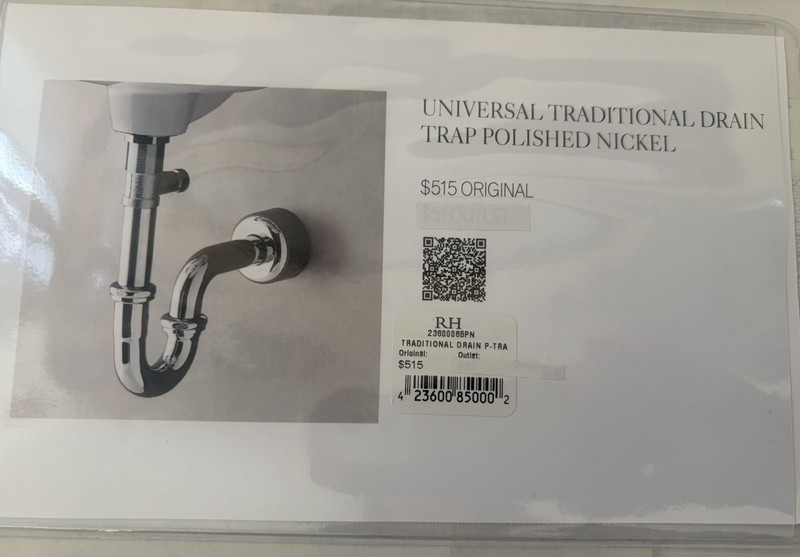 Restoration Hardware Universal Traditional Drain P-Trap Kit Polished Nickle gallery