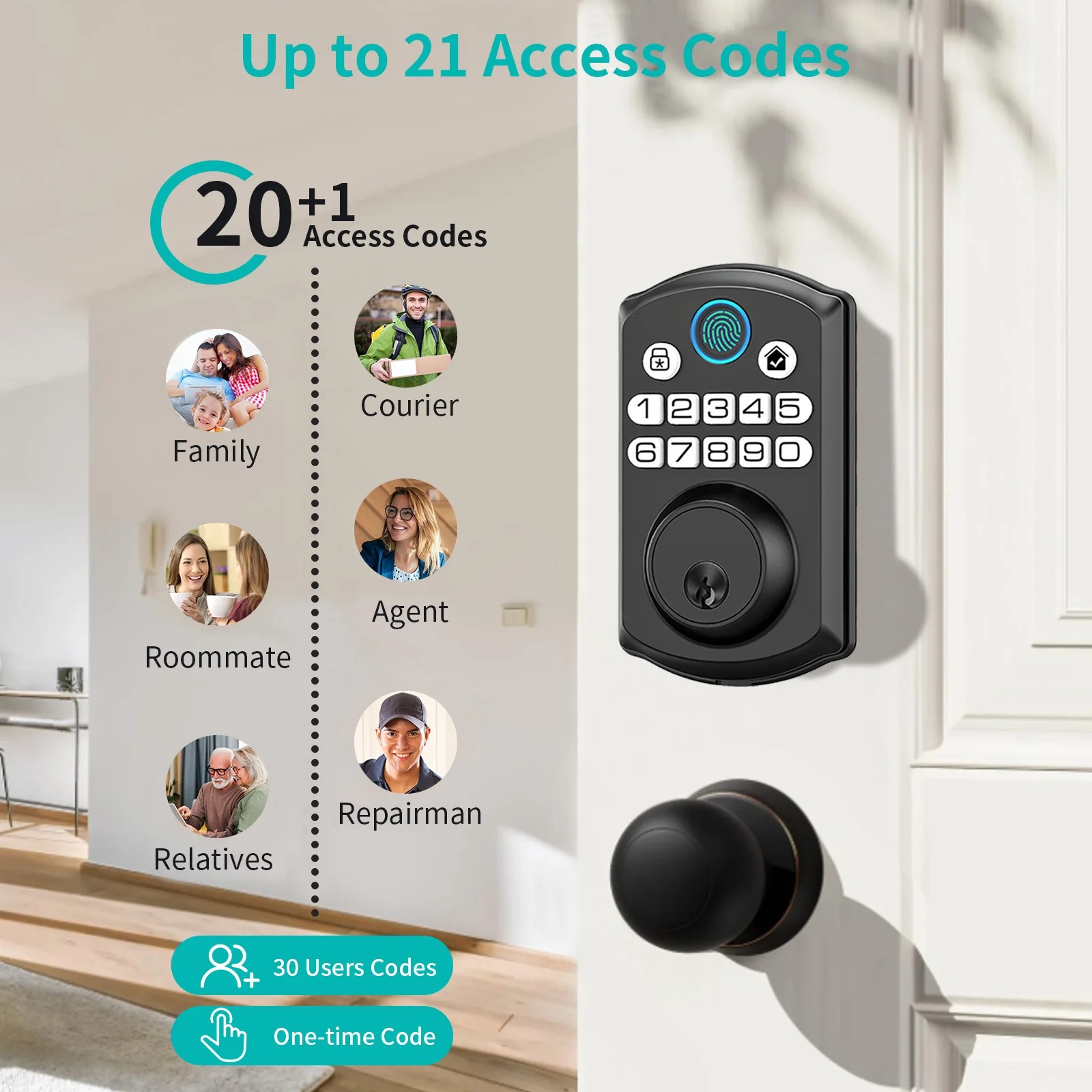 Smart Keyless Entry Door Lock Fingerprint/Code/Key IP54 Waterproof Easy Install gallery