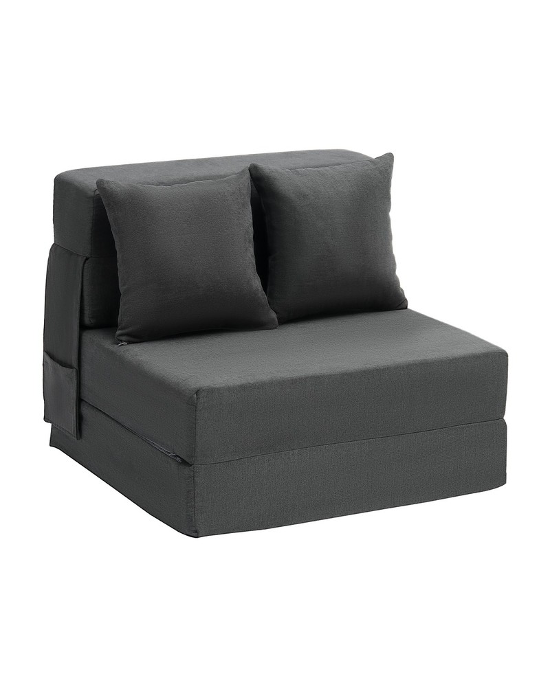VEVOR Folding Sofa Bed 3-in-1 Foldable Couch Bed with 2 Pillows Dark Grey Single