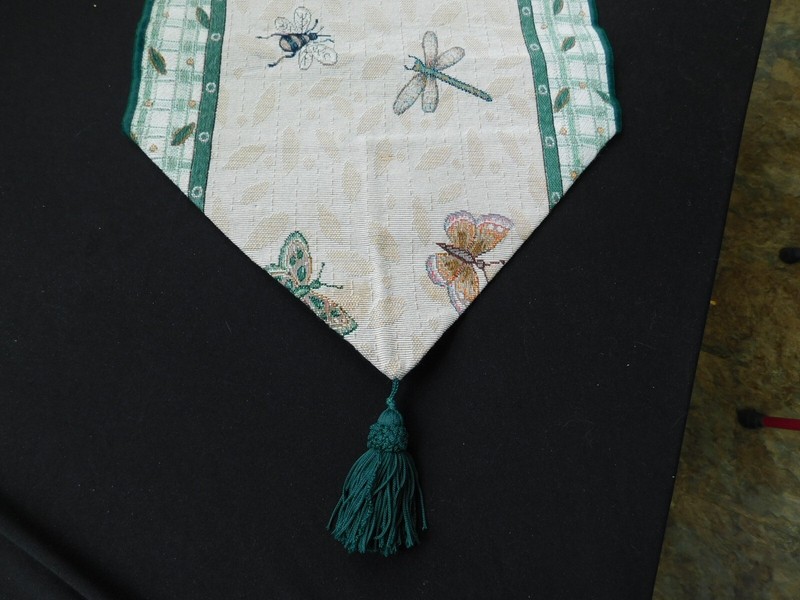 Spring Summer Tapestry Table Runner Butterfly Bumblebee Dragonfly Tassel 72” gallery