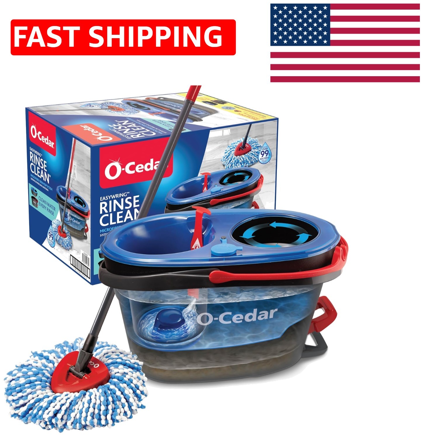 O-Cedar RinseClean Spin Mop & Bucket System | Clean with Clean Water | Remove... gallery