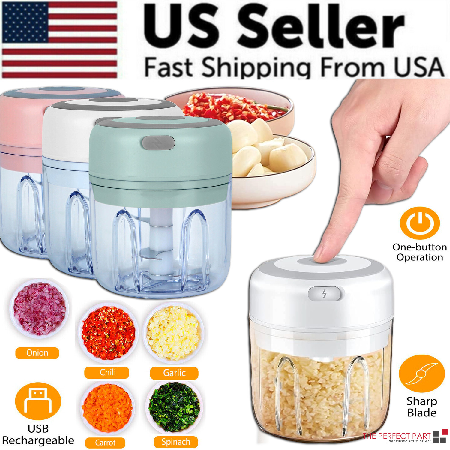 Electric 300ML Garlic Press Chopper Chili Onion Fruits Meat Mincer Blender Mixer gallery