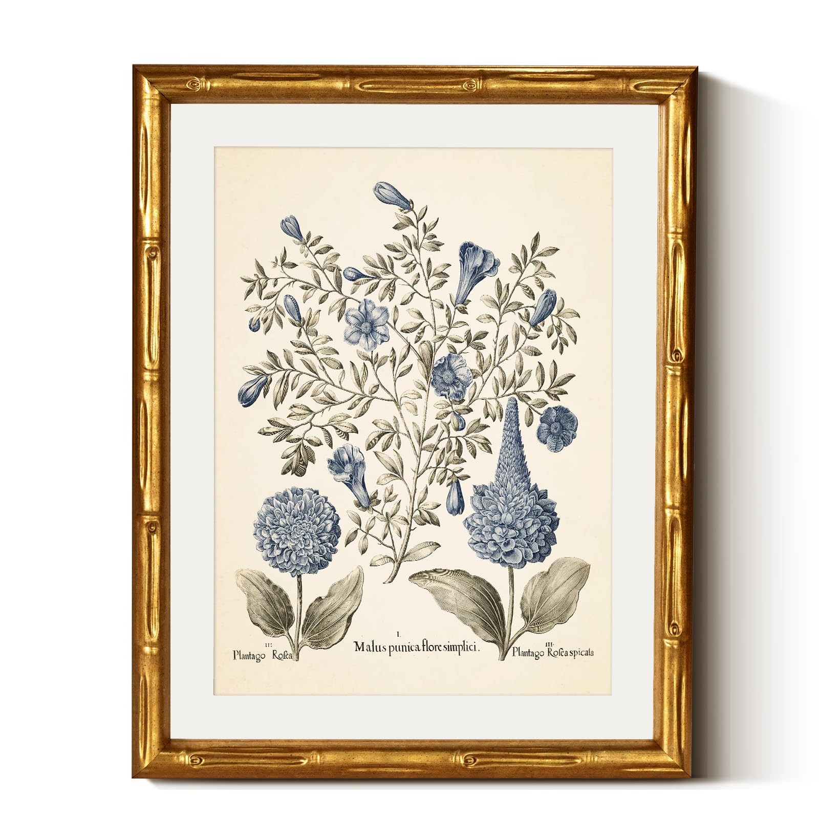 InSimSea Gold Bamboo Framed Canvas Wall Art, 14"L x 11"W, Blue Hydrangea gallery