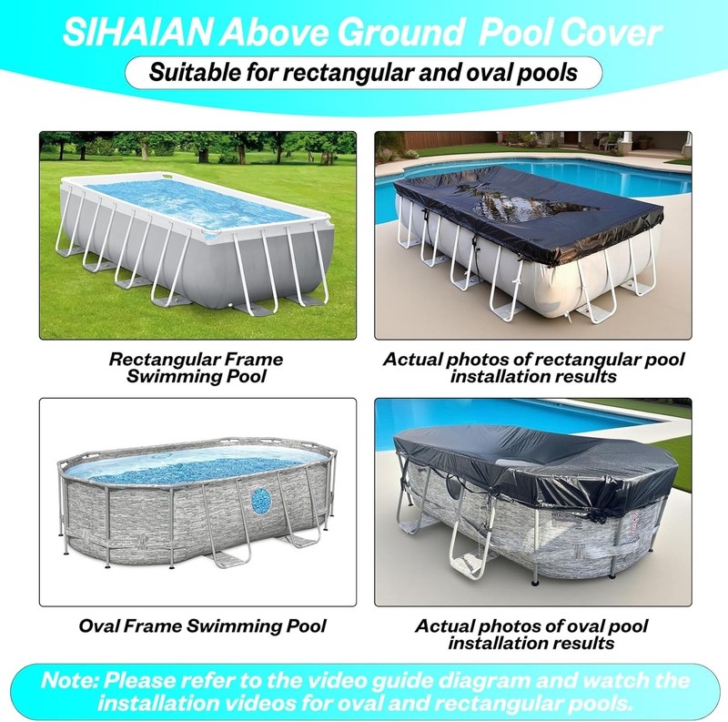 12x24Ft Rectangular Pool Cover with Side Storage for Oval and Rectangular Above gallery