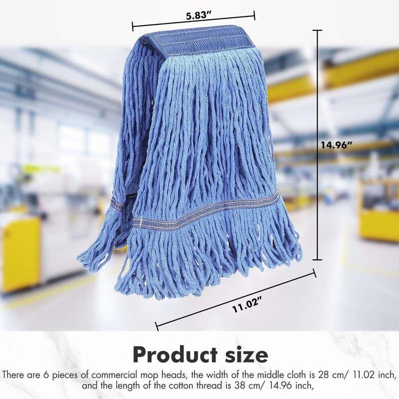 6 pack ,Commercial Mop Head Replacement, Heavy Duty Industrial Cotton Mop Heads gallery