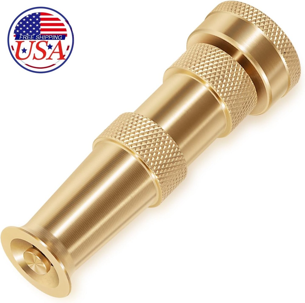 Brass Adjustable Spray Nozzle with Powerful Water Stream for Garden Hoses