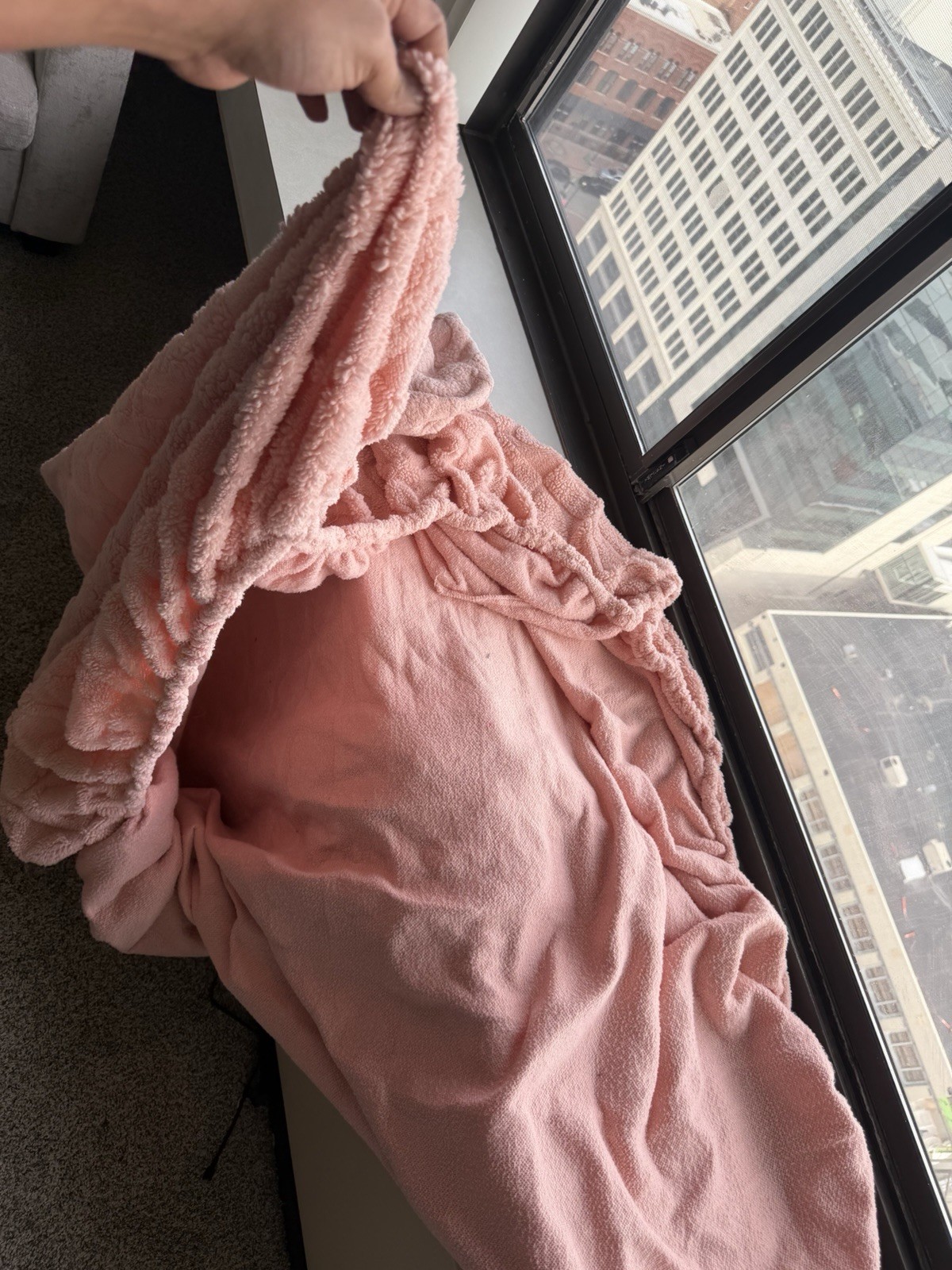 Pink Geometric Pattern Textured Rectangular Blanket Throw with No Closure gallery
