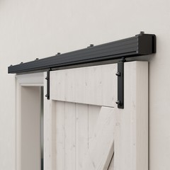 Box Rail Hardware Sliding Barn Door Track Aluminium Alloy Wall Mount Kit 6/6.6FT