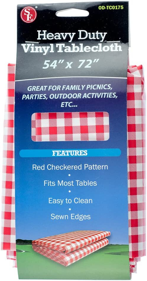 54" x 72" Heavy Duty Vinyl Checkered Tablecloth Red & White Check Picnic Camping gallery