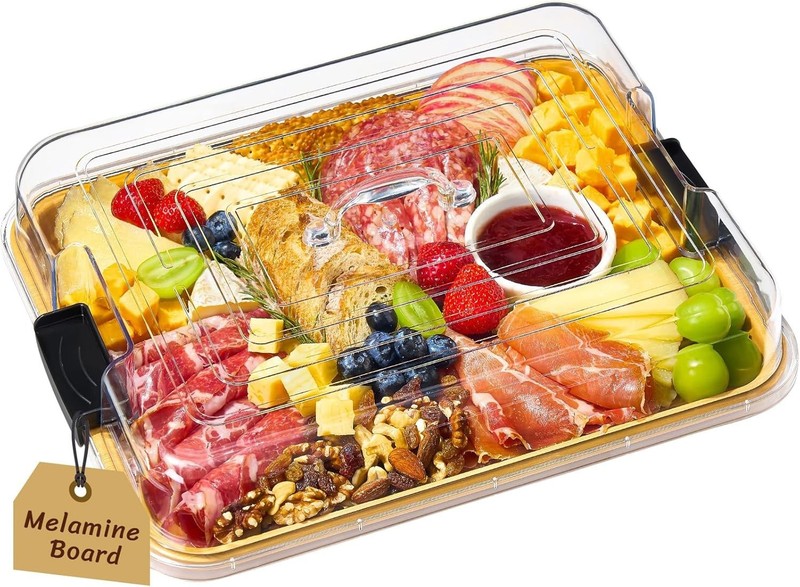 Dishwasher Safe 1-Compartment Charcuterie Serving Platter with Lockable Lid gallery