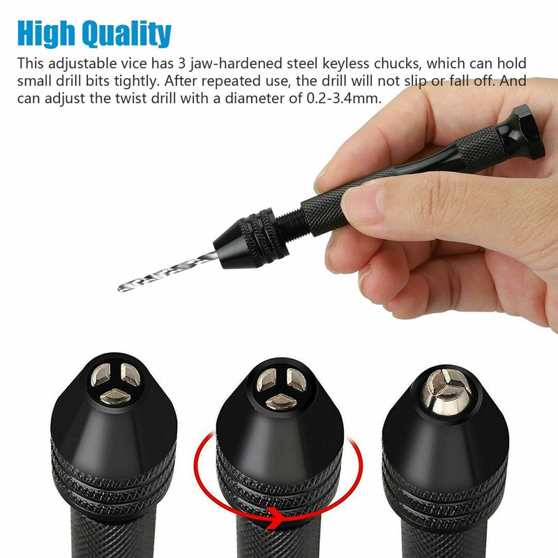 59 Pcs Mini Micro Hand Twist Drill Bits Set Rotary Precision Pin Vise Tools Kit gallery