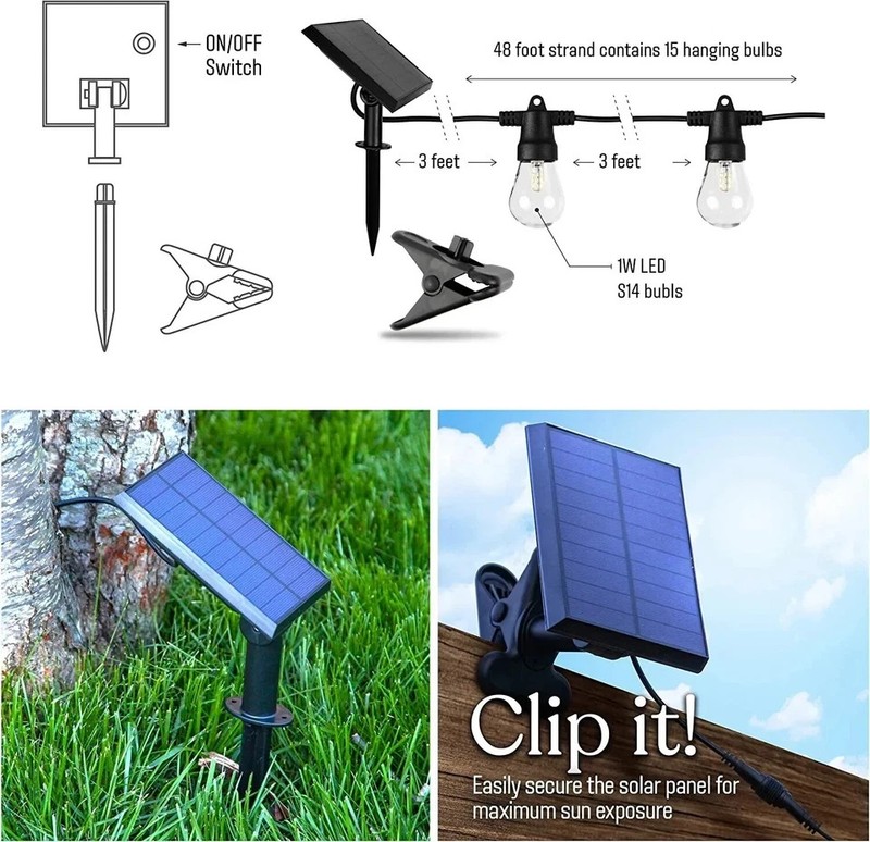 Brightech Ambience Pro Solar Powered Outdoor String Lights - 27 Ft. (12 Bulbs) gallery