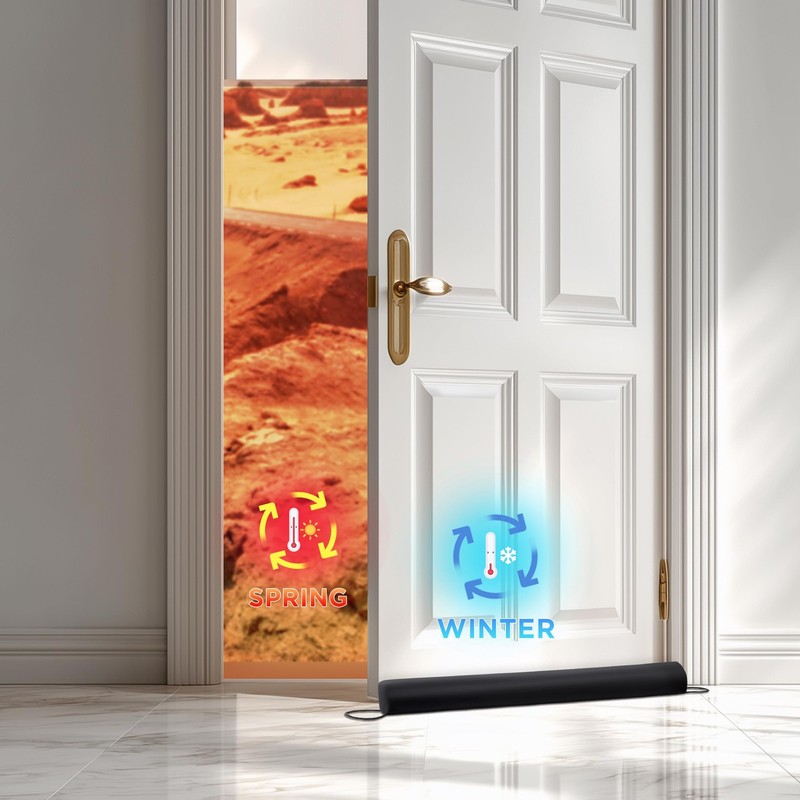 Water Resistant Door Draft Stopper Blocks Hot and Cold with Removable Washabl... gallery