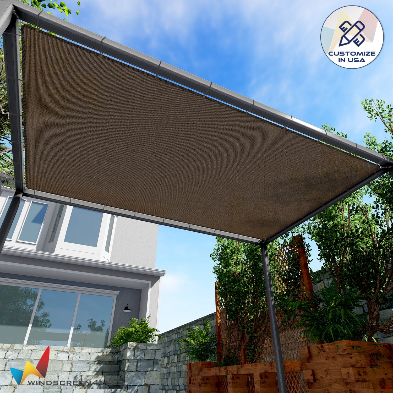 Brown 14-16ft Sun Shade Sail Rectangle Finish Canopy Awning Patio Anti-UV gallery
