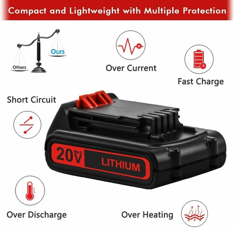 2x 20V Battery 3.0Ah Replacement for Black Decker 20V Lithium LBXR20 LB20 gallery