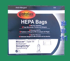 6 Type W Simplicity Synchrony SCRP, SCRD, SCRS Replacement HEPA Vacuum Bags