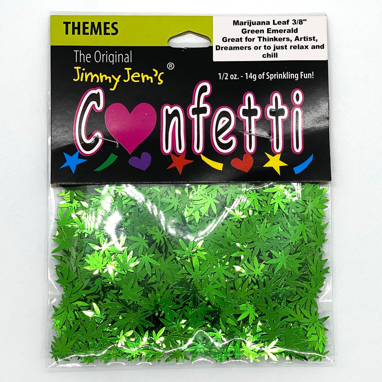 Confetti Marijuana Leaf 3/8" Green - Retail Pack #9713 1/2 Bag gallery