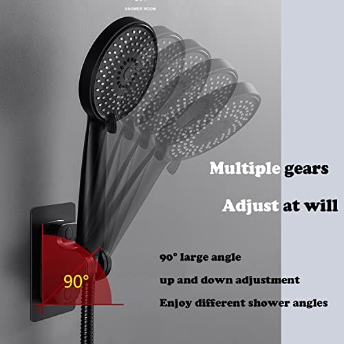 Large Wall Mount Strong Adhesive Waterproof Handheld Shower Black gallery