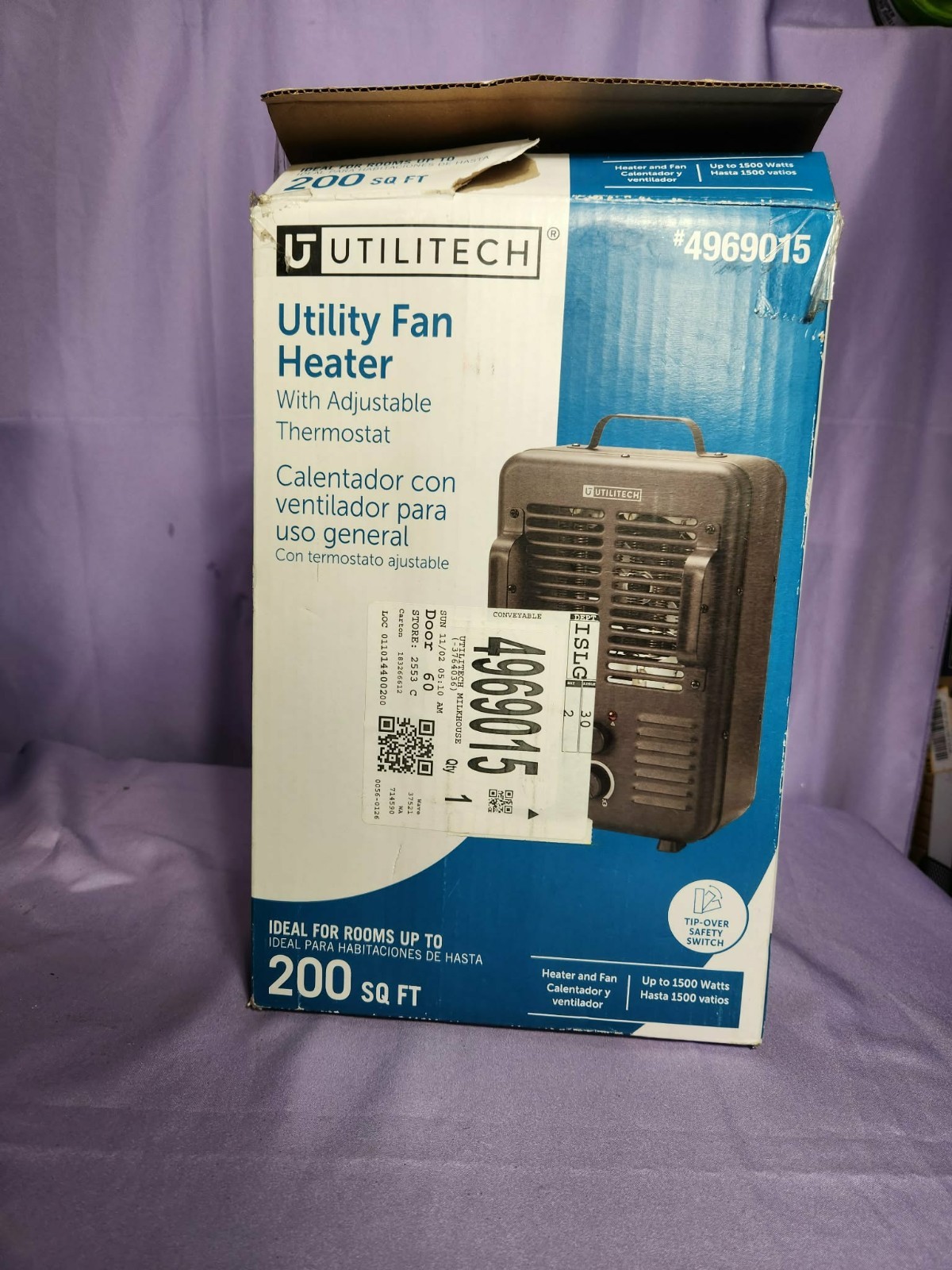 Utilitech 4969015 1500W Utility Fan Heater Adjustable Thermostat & Safety Featur gallery