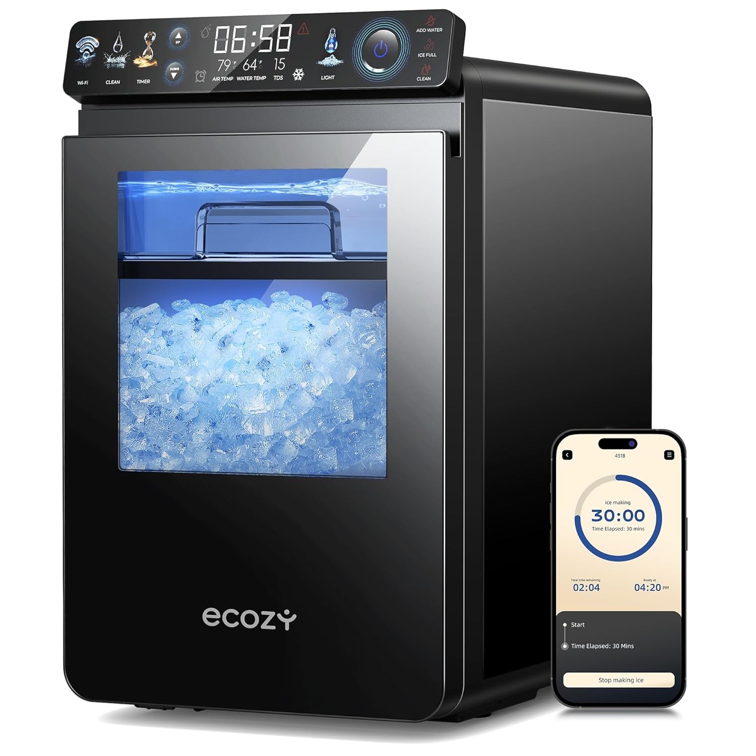 Nugget Ice Maker Countertop 44lbs/24H Soft Chewable Pellet Ice Maker Machine gallery