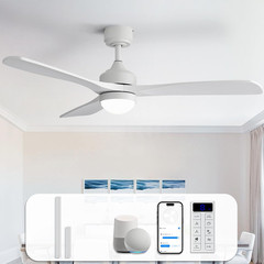 Sofucor 52″ Smart Wood Ceiling Fans Lights, Flush Mount & Downrod Mount, 3 Wood