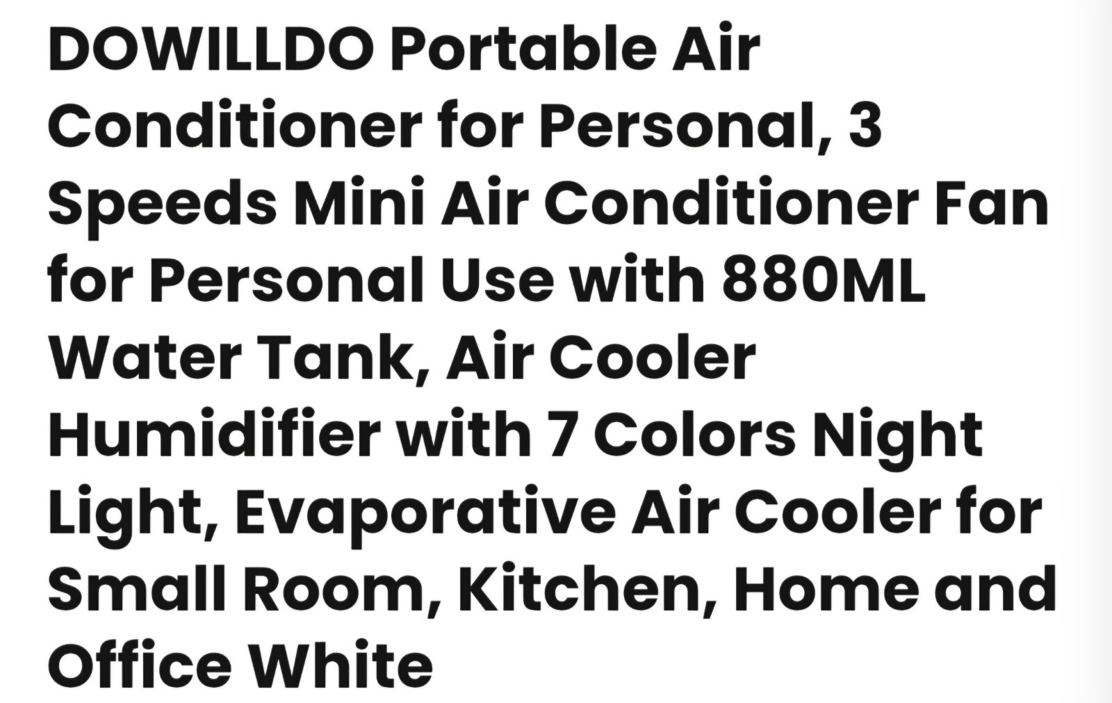 Dowilldo Portable Air Conditioner Personal Evaporative Space Cooler Mini Quiet gallery