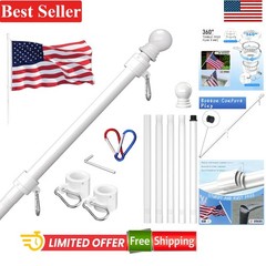 Multi-Accessory Tangle-Free Flag Pole – 6 FT Stainless Steel for Boats & Porches