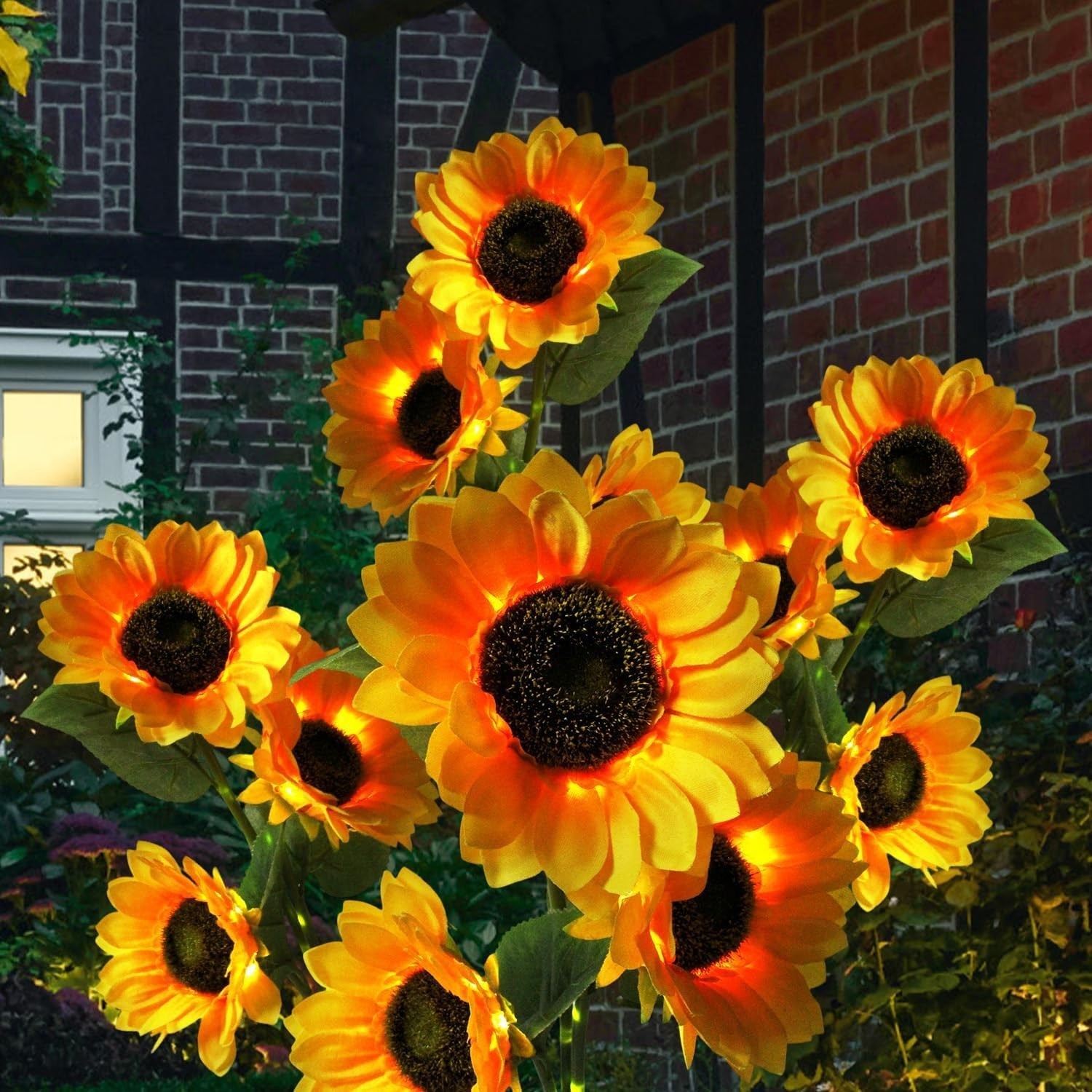 Solar Flowers Outdoor Waterproof: 2 Pack 6 Silk Sunflower Solar Lights with 800M gallery