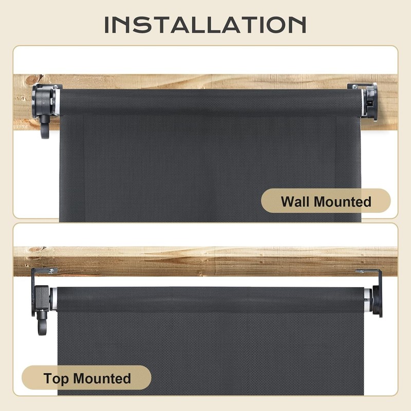 5% Openness Cordless Solar Fabric Roller Shade, 4'W x 8'H Sun Shade for Outdoor gallery