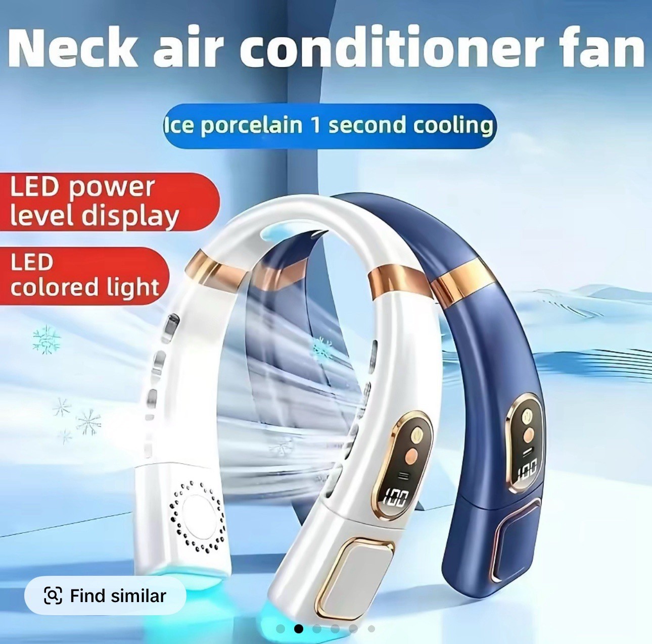 Personal Air Conditioner 8000mAh Neck Fan Rechargeable 5-Speed Portable Neck Fan gallery