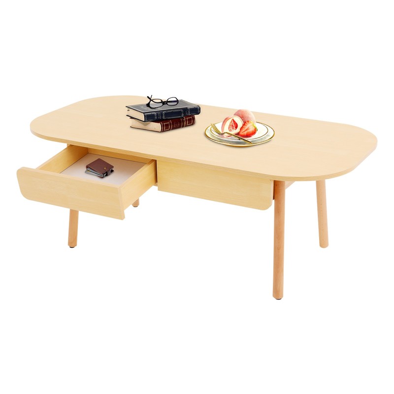 Modern Solid Wood Coffee Table With Storage With Double Drawers For Living Room gallery