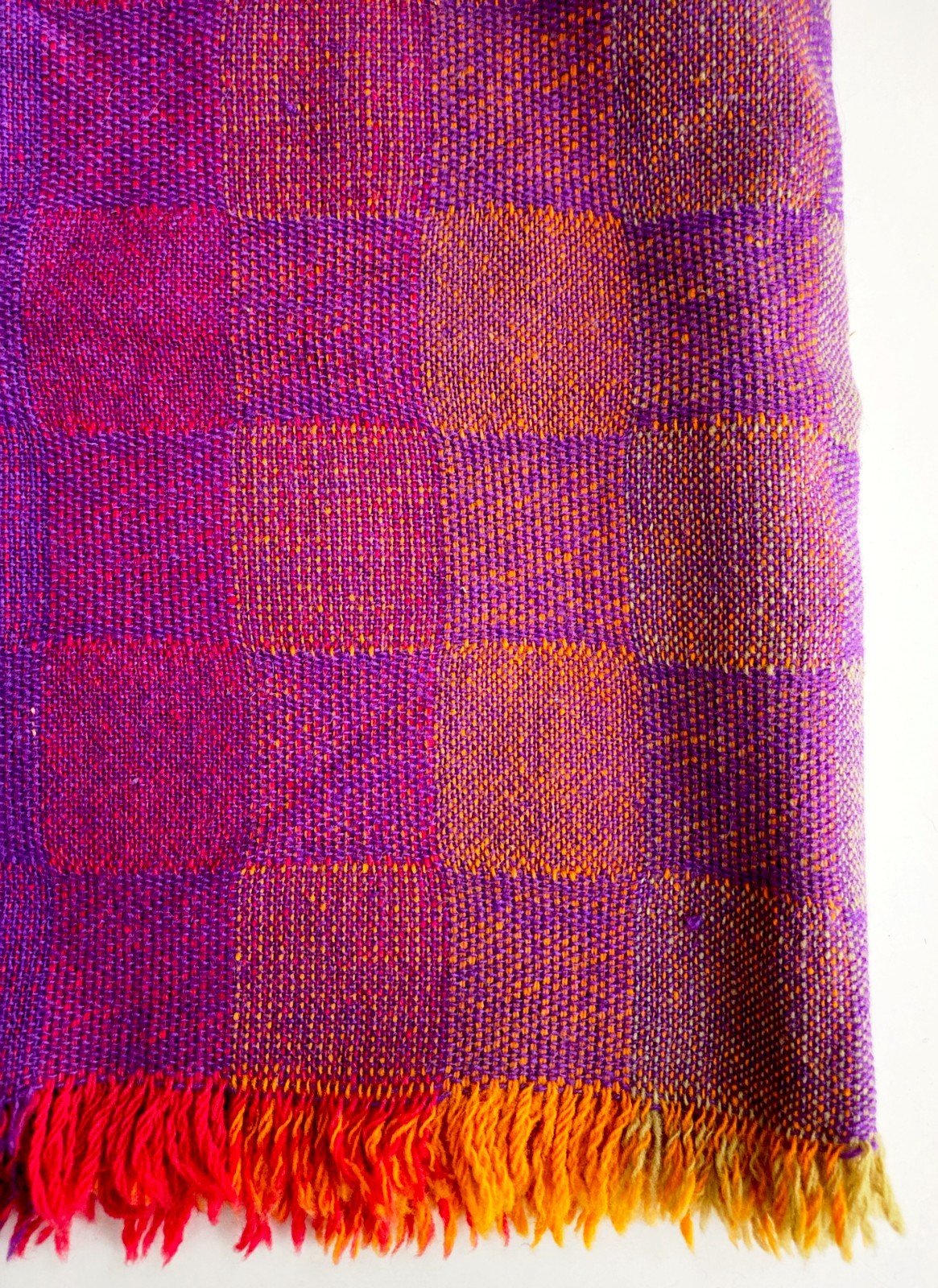 Vintage Avoca Ireland Pure Wool Throw Ombre Color Square Check 84 x 51 in gallery