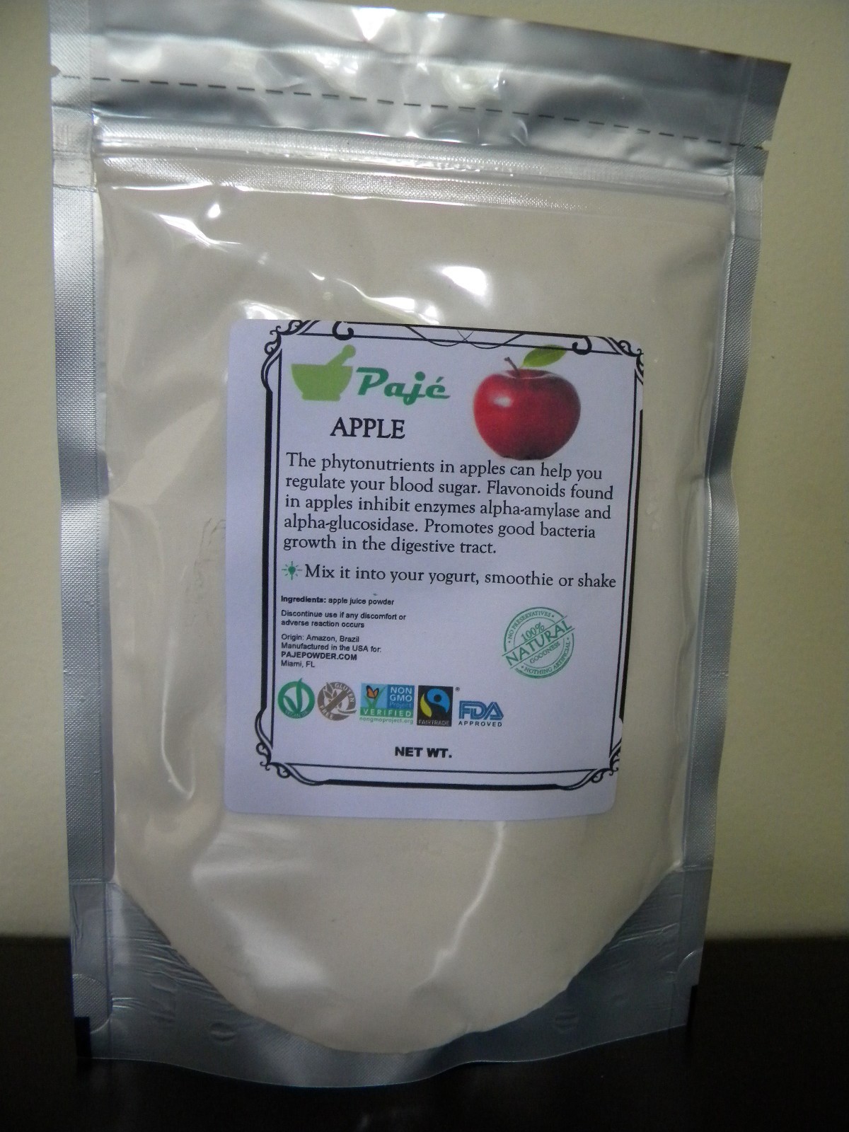 APPLE powder 8oz - 1/2 lb , natural, gluten free, non-GMO PAJE gallery