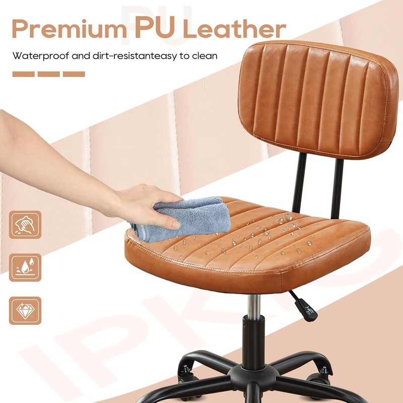 Home Office Desk Chair Comfy Armless Vanity Rolling Swivel Task Chair with Wheel gallery