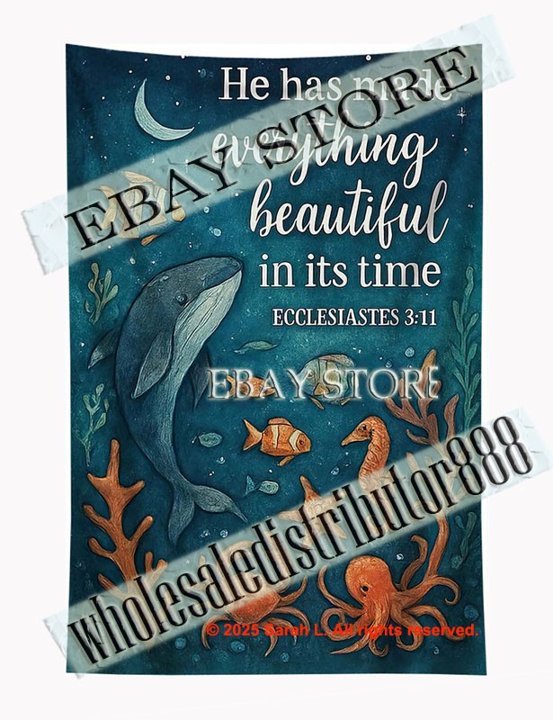 Tapestry Everything Sea Life Ecclesiastes 3 11 Christian encouragement 59X82 in gallery