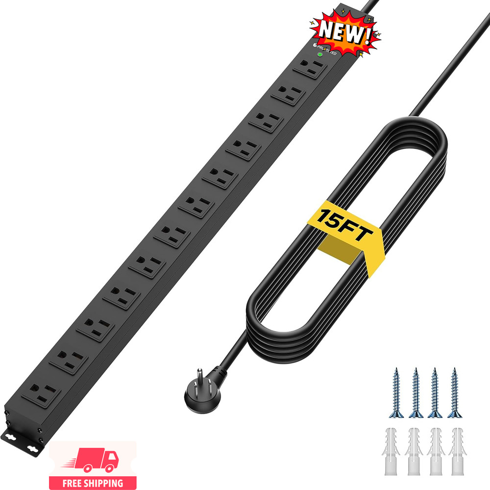 Regleta CRST de 12 tomas con cable de 4,5 m, protector contra sobretensiones de