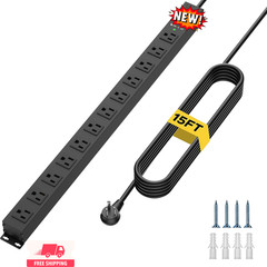 Regleta CRST de 12 tomas con cable de 4,5 m, protector contra sobretensiones de
