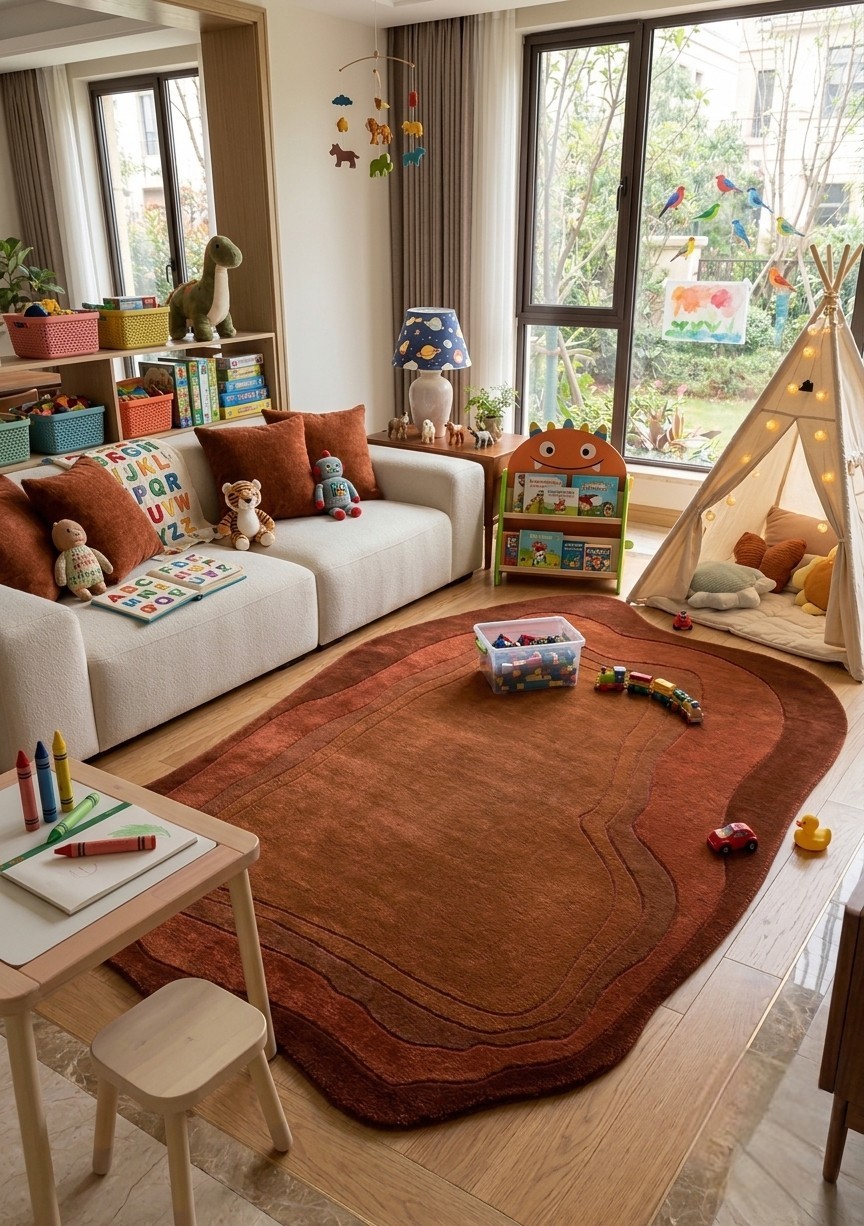 Wool Rugs Modern Irregular Shape Area Rug Hand Tufted Sculpted Contour Carpet gallery