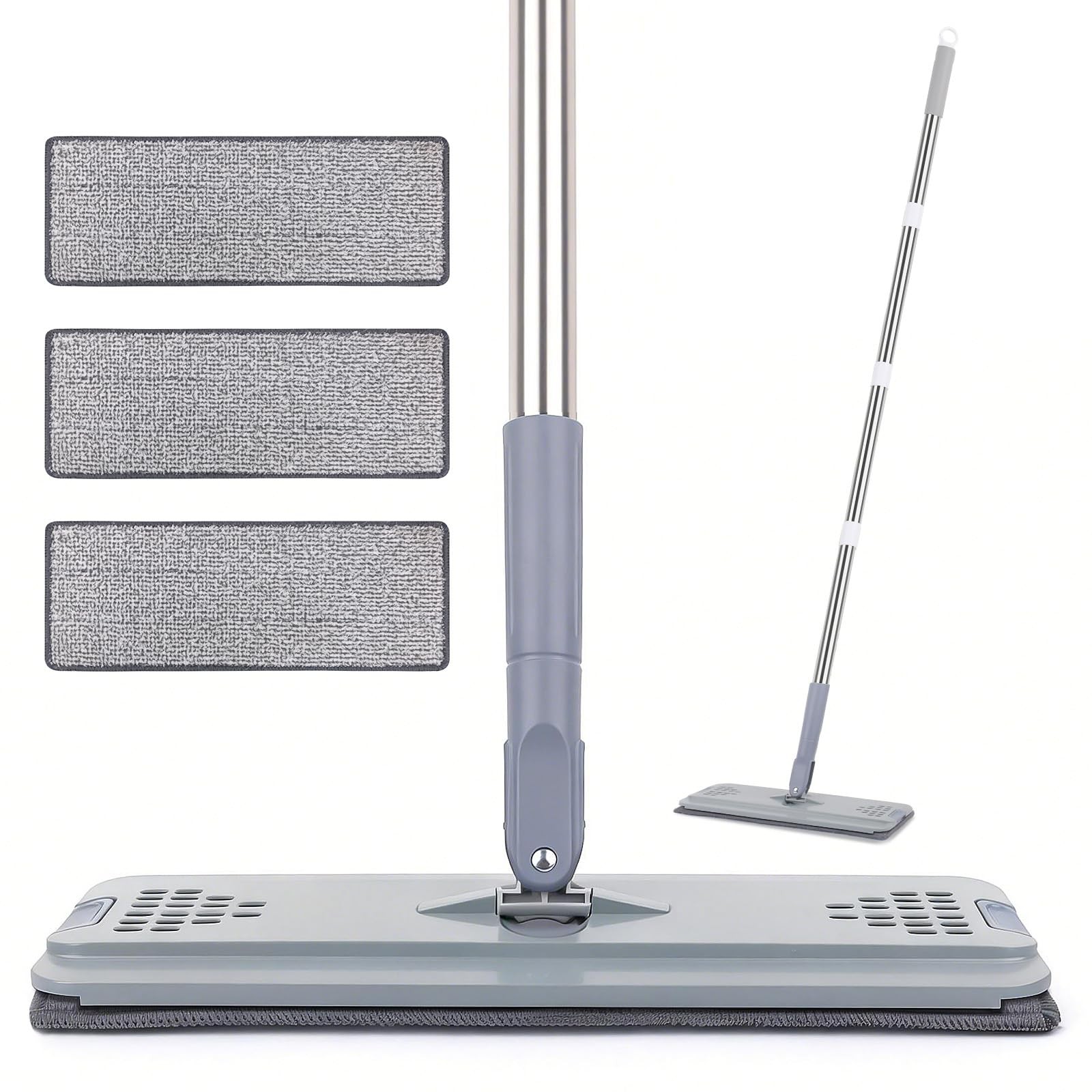 Flat Mop with 3 Pads, Microfiber Mops for Floor Cleaning Adjustable Handle 29... gallery