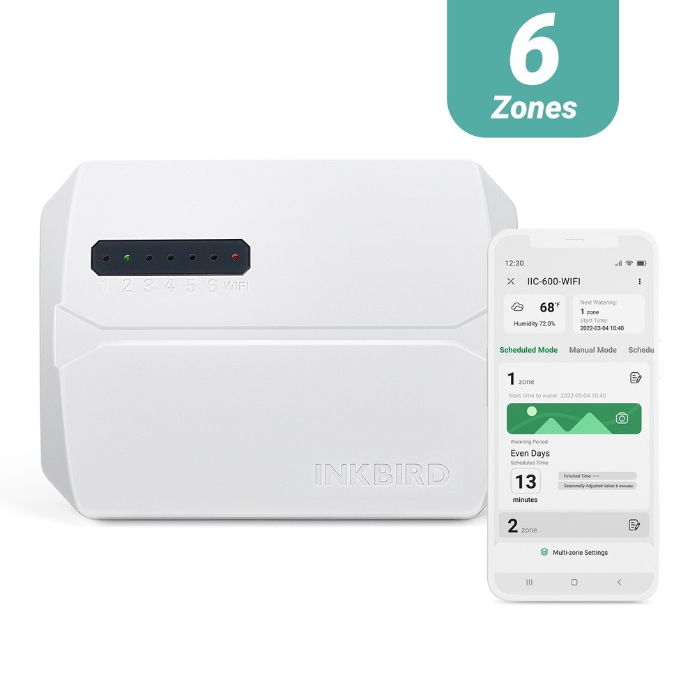 Smart Sprinkler Controller Irrigation System Watering Timer 6-Zone Cyclic Period