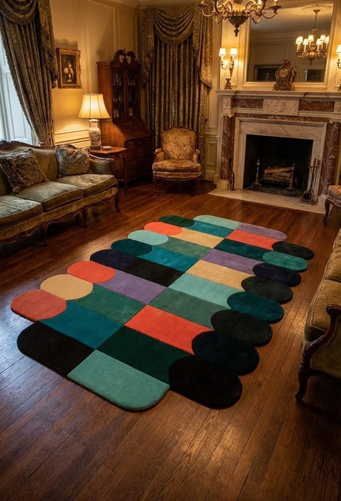 Luxury Modern Geometric Rug Multicolor Abstract Patchwork Area Carpet 5x8|8x10 gallery