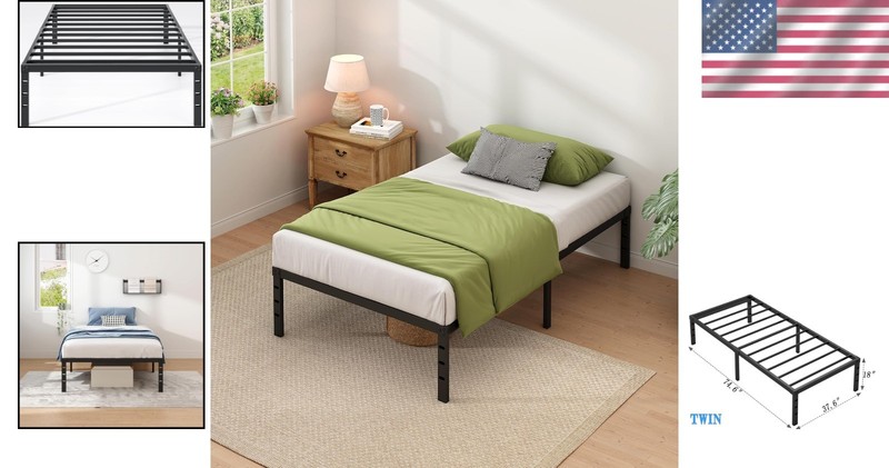 Space-Saving Twin Metal Bed Frame with Easy Assembly & Under-Bed Storage - Black gallery